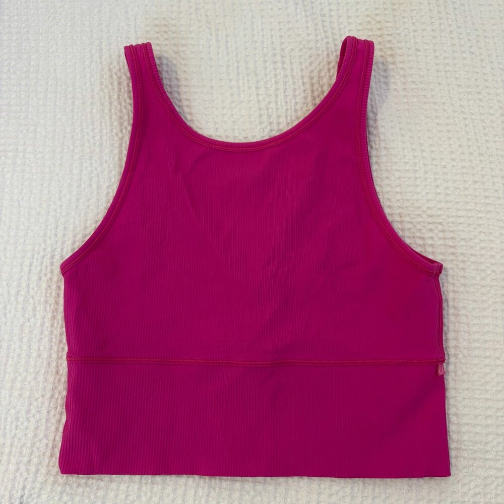 Lululemon Ribbed Cropped Top, Size S, Hot Pink